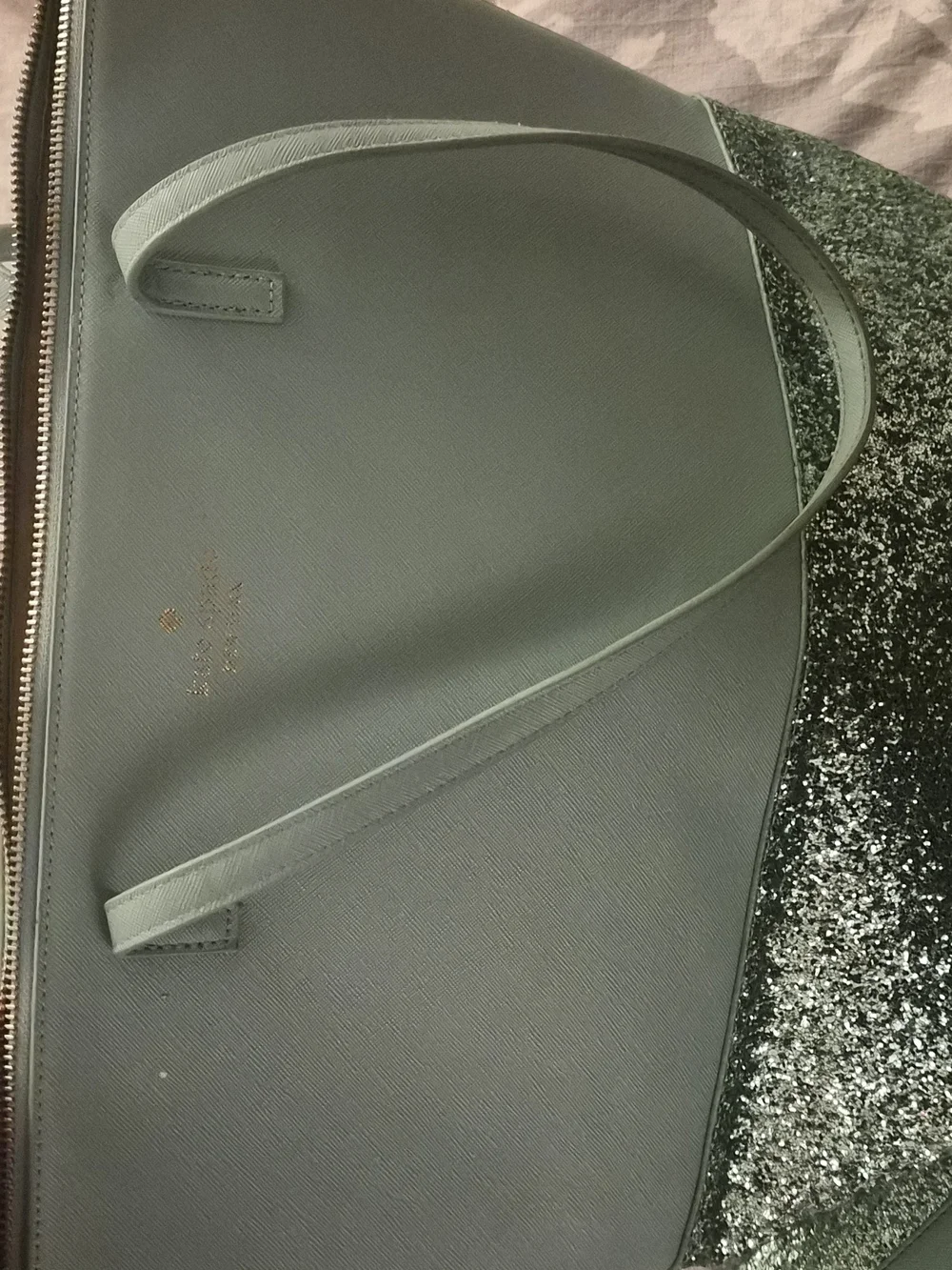 Kate Spade Mint Green Glitter Bottom Tote And Matching Wallet